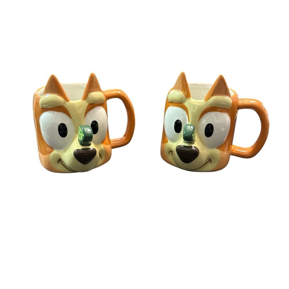 Novelty Orange Cartoon Bluey  Ceramic Coffee Mug - Set of 2